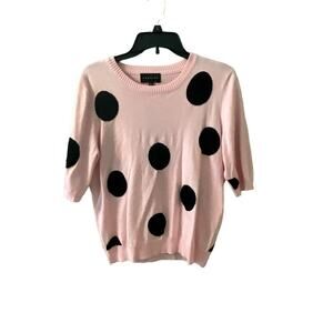 Premise Sweater Women's Size XL Pink Polka Dot Long Sleeve Pullover Crew Neck